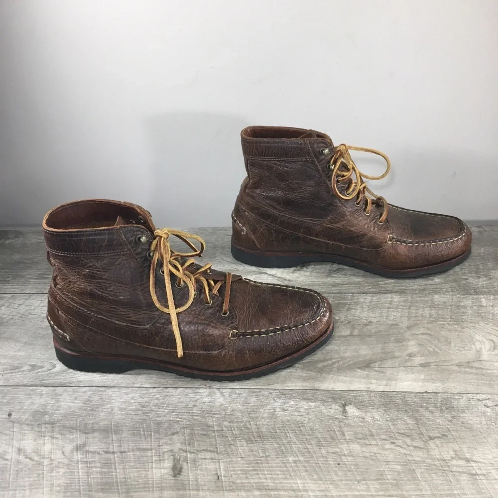 Allen Edmonds Yuma Chukka Bison Brown Leather Men’s Moc Toe Boots Size 10 Wide